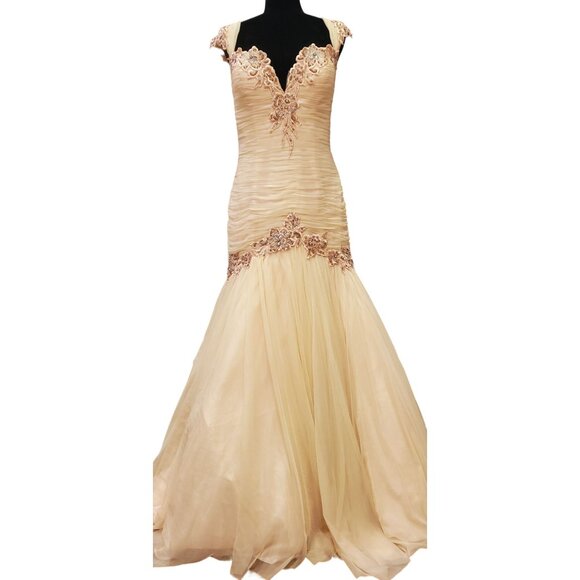 Luxurious Designer Couture Wedding Evening Cocktail Prom Party Runway Gown Dress - Picture 7 of 16